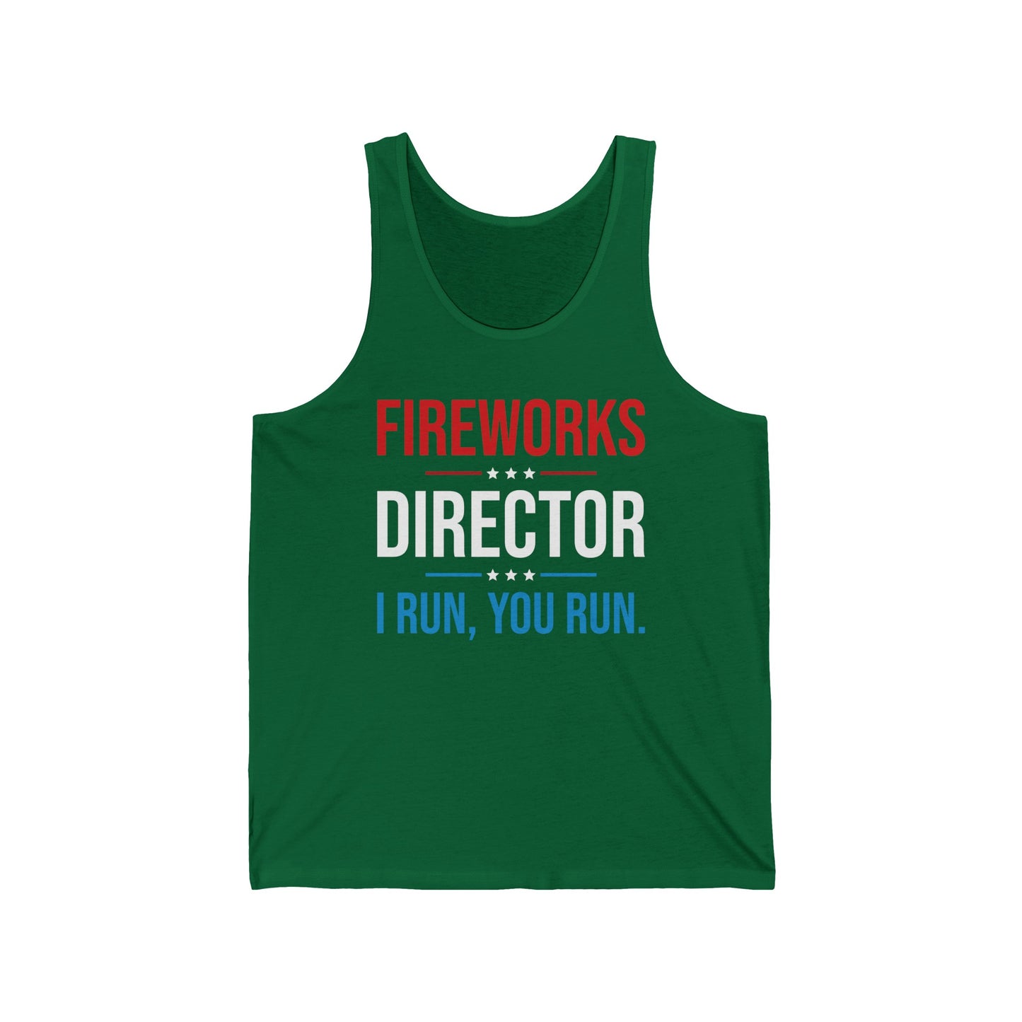 Funny Fireworks Director I Run You Run 4th Of July Retro Tank Top For Men Women