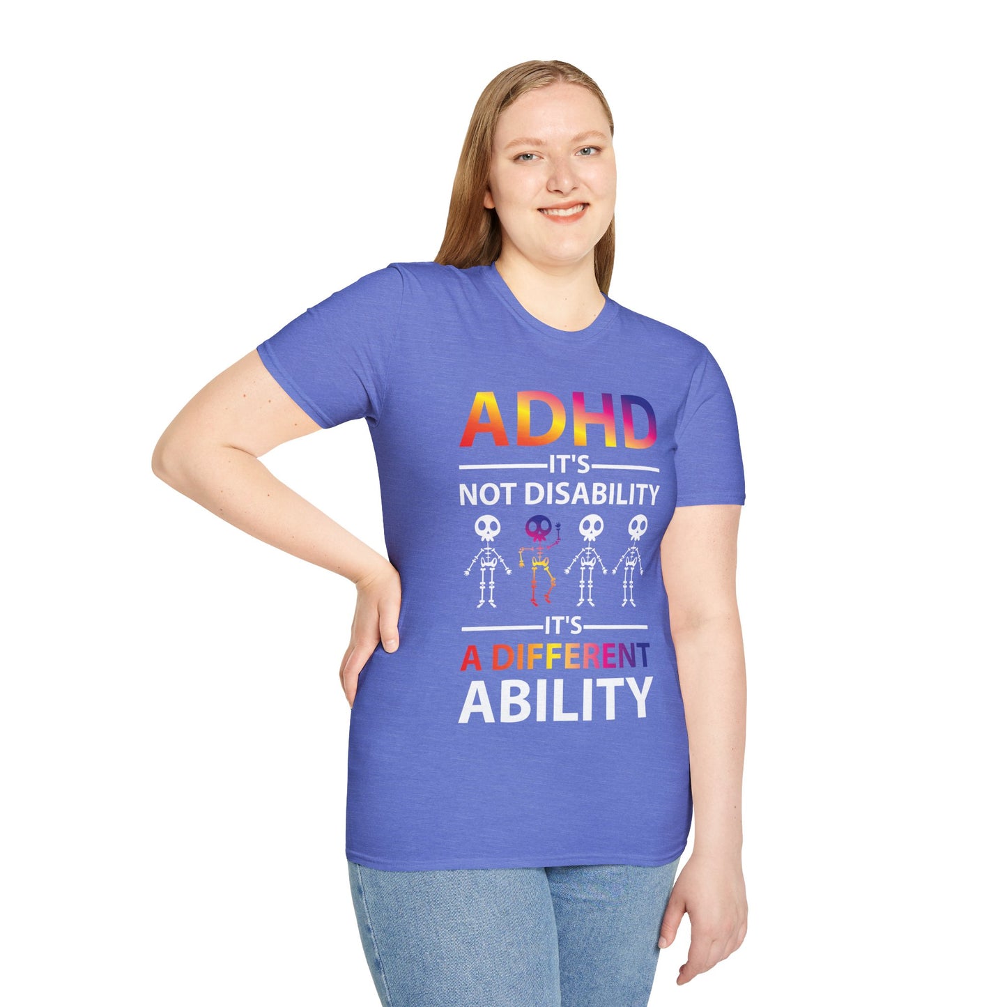 ADHD Its Not Disability Its A Different Ability Skeleton Retro T-Shirt Men Women