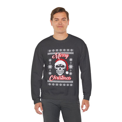 Merry Christmas Ugly Skull Holiday Xmas Jumper Crewneck Sweatshirt Sweater