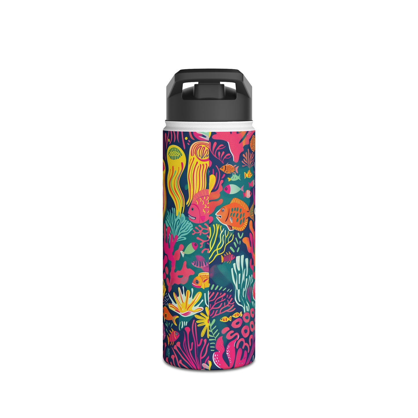 Underwater World Vibrant Pattern Stainless Steel Water Bottle with Twist-on Lid and Double-Wall Vacuum Insulation