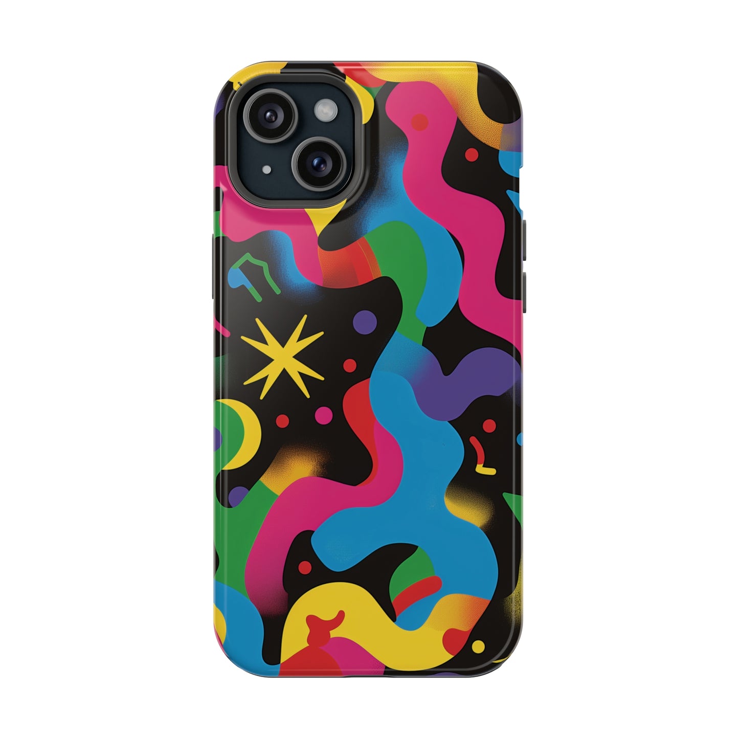 Pop Culture Fun Vibrant Pattern iPhone 13 14 15 Pro Max Plus Case Compatible with MagSafe Tough Cases Protection, Magnetic Phone Case for iPhone  Classic Series