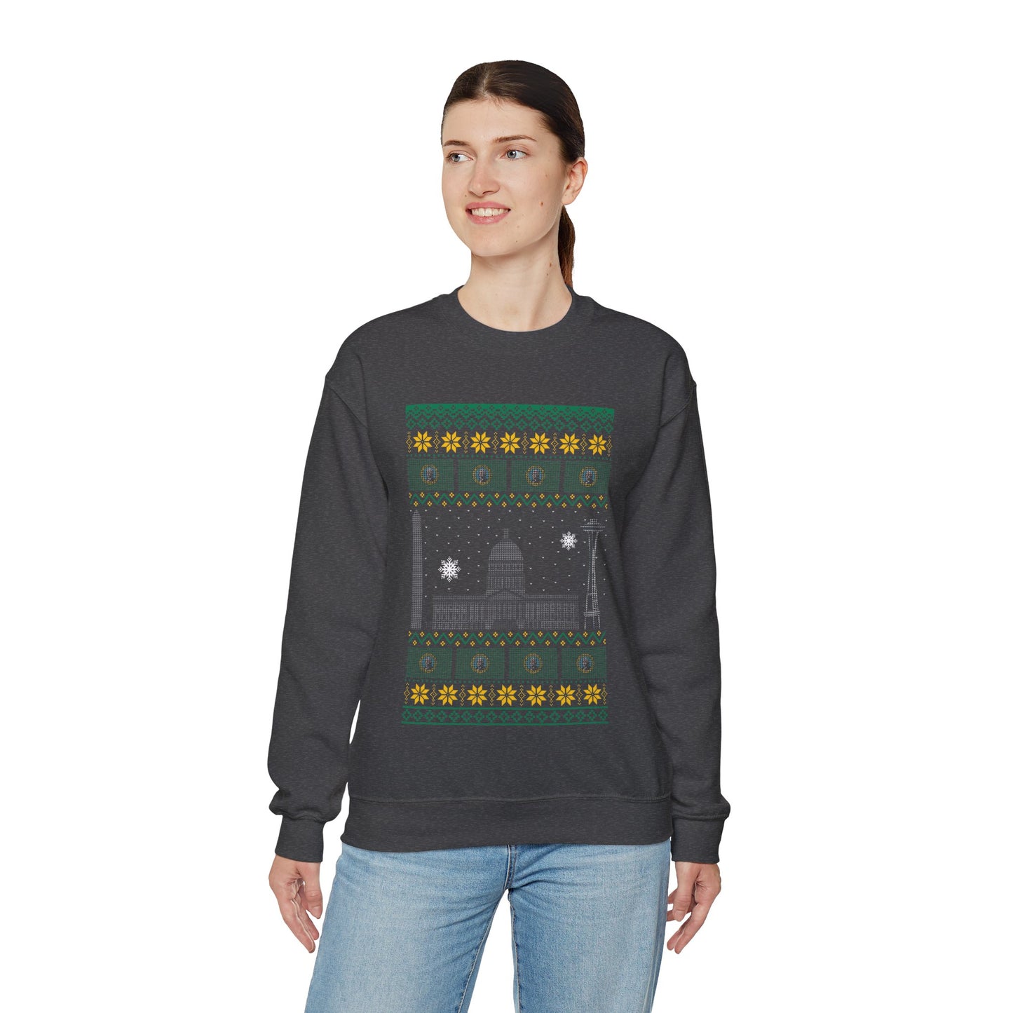 I Love Washington Christmas Santa, Reindeer Funny Ugly Christmas Jumper Sweatshirt