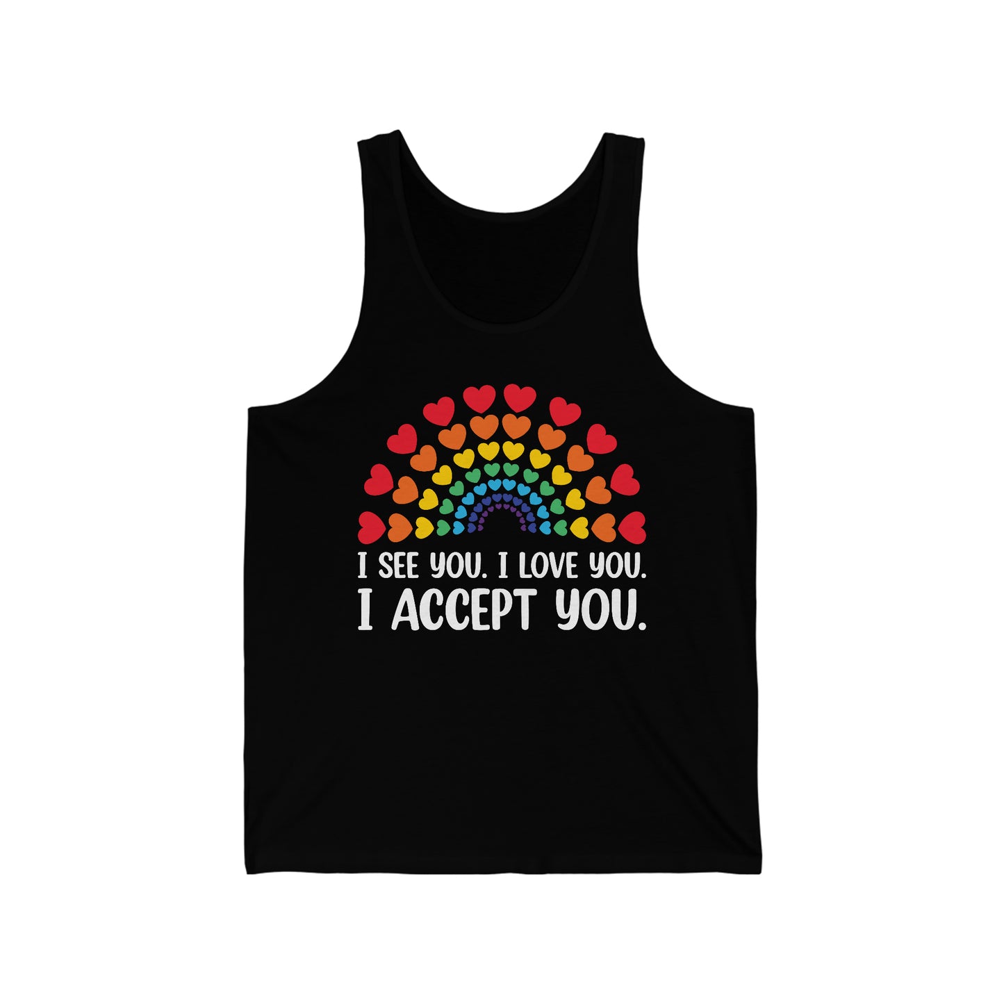 Rainbow I See You I Love You I Accept You LGBTQ Ally Gay Pride Tank Top for Men