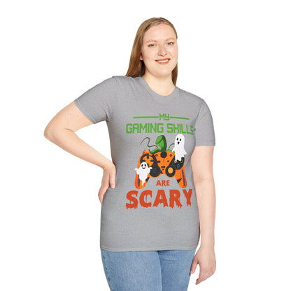 My Gaming Skills Are Scary Halloween Pumpkin Gaming Controller T-Shirt For Gamers