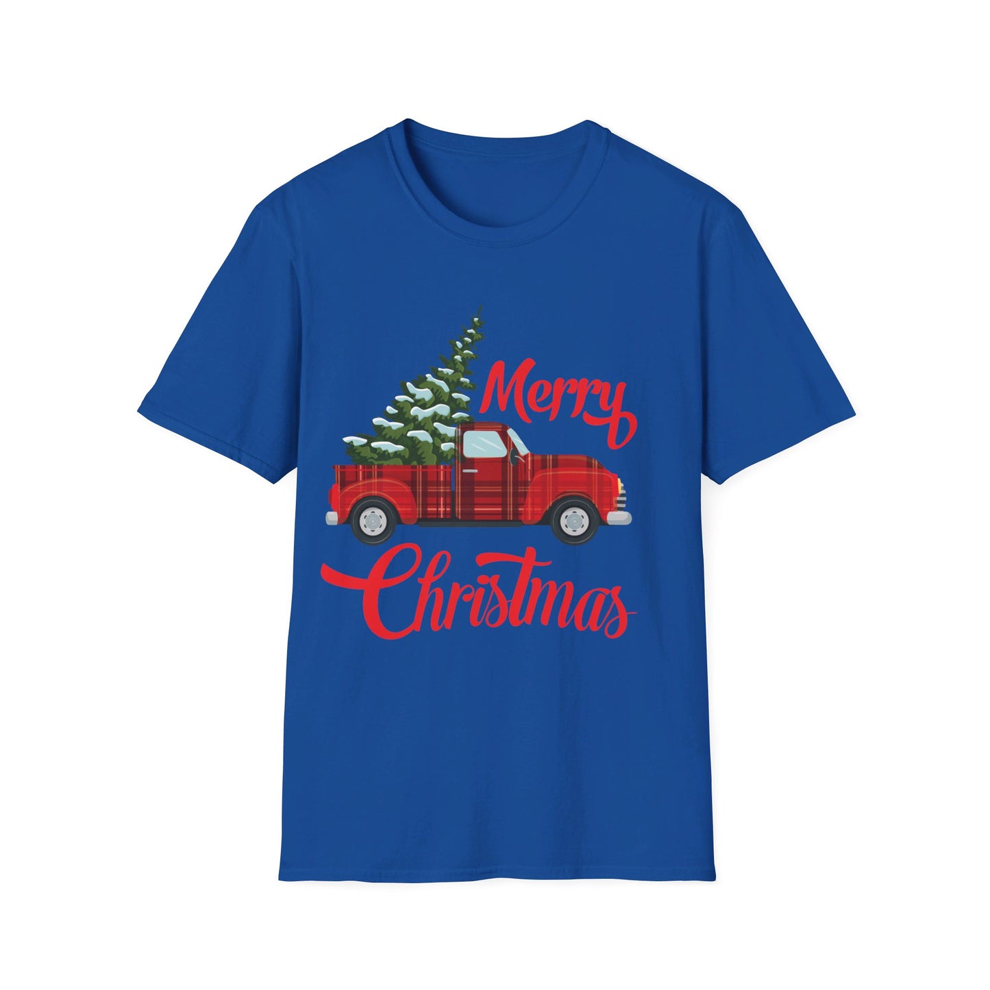 Merry Christmas Buffalo Plaid Red Truck Tree Xmas T-Shirt Men Women