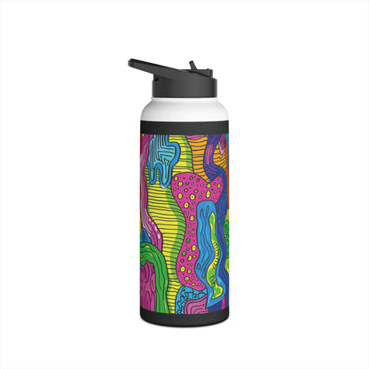 Abstract Rainbow Colored Pattern Stainless Steel Water Bottle with Twist-on Lid and Double-Wall Vacuum Insulation