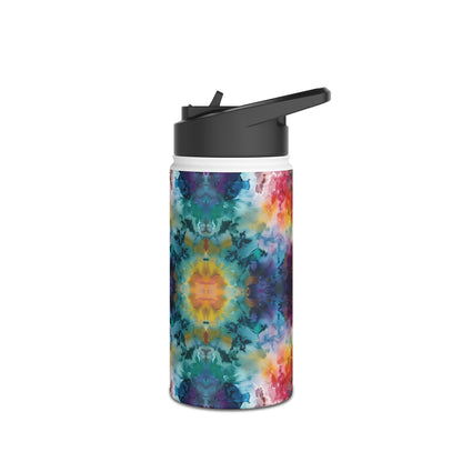 Tie-Dye Dream Vibrant Pattern Stainless Steel Water Bottle with Twist-on Lid and Double-Wall Vacuum Insulation