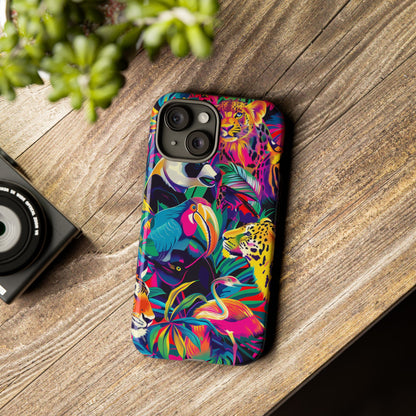 Animal Collage Pattern iPhone 13 14 15 16 Pro Max Plus Case Wireless Charging Compatible Tough Cases Protection, Magnetic Phone Case for iPhone Classic Series