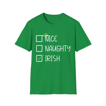 Nice Naughty Irish Christmas Ireland Heritage Roots St Patricks Day T-Shirt For Men Women T-Shirt