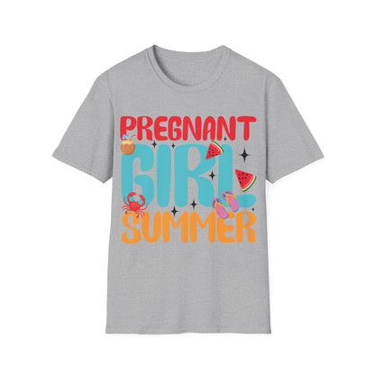 Groovy Pregnancy Reveal Pregnant Girl Summer T-Shirt For Baby Shower T-Shirt