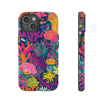 Underwater World Vibrant Pattern iPhone 13 14 15 16 Pro Max Plus Case Wireless Charging Compatible Tough Cases Protection, Magnetic Phone Case for iPhone Classic Series