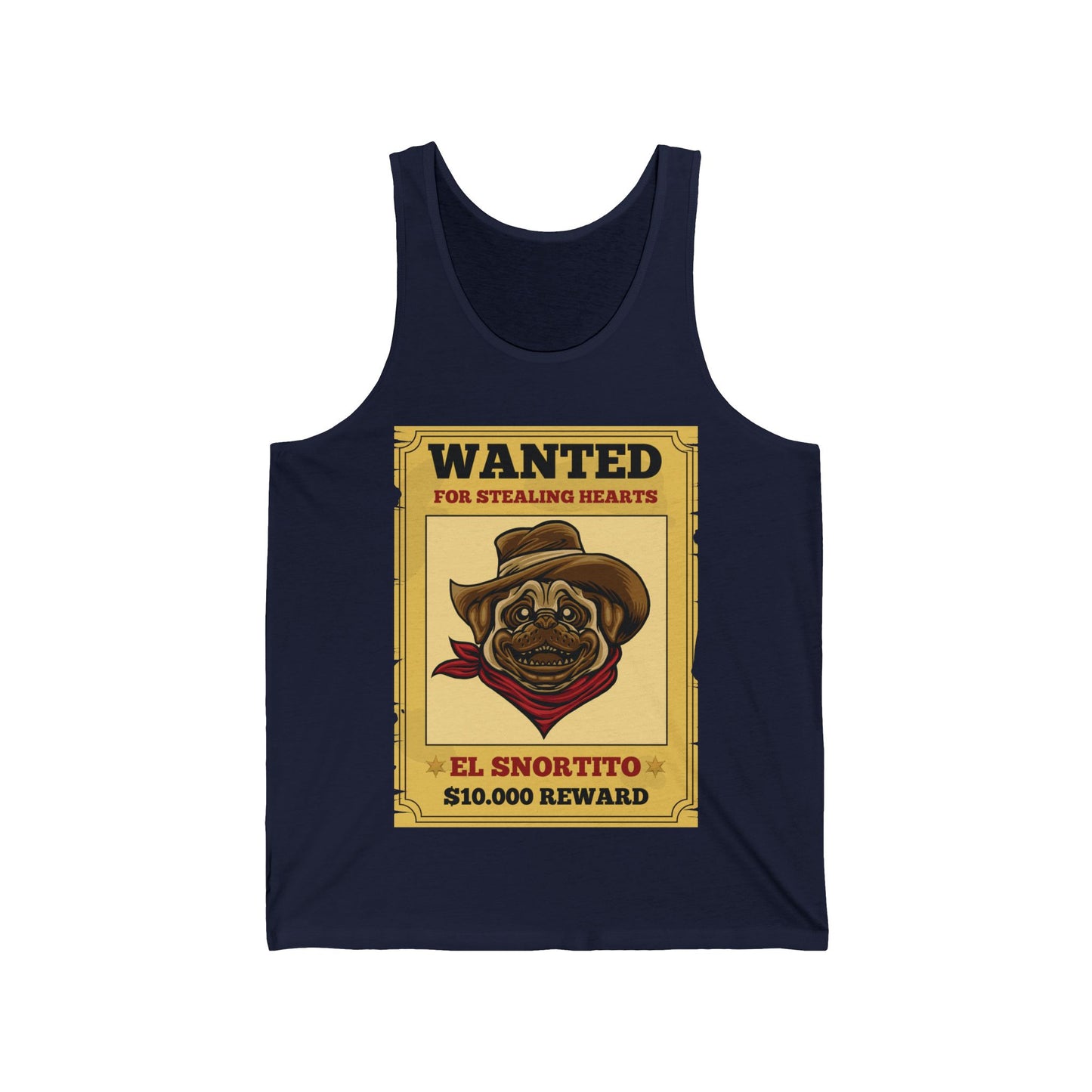Vintage Pug Wanted Poster Cute Western Cowboy Funny Pug Dog Tank Top For Men Women Tank Top