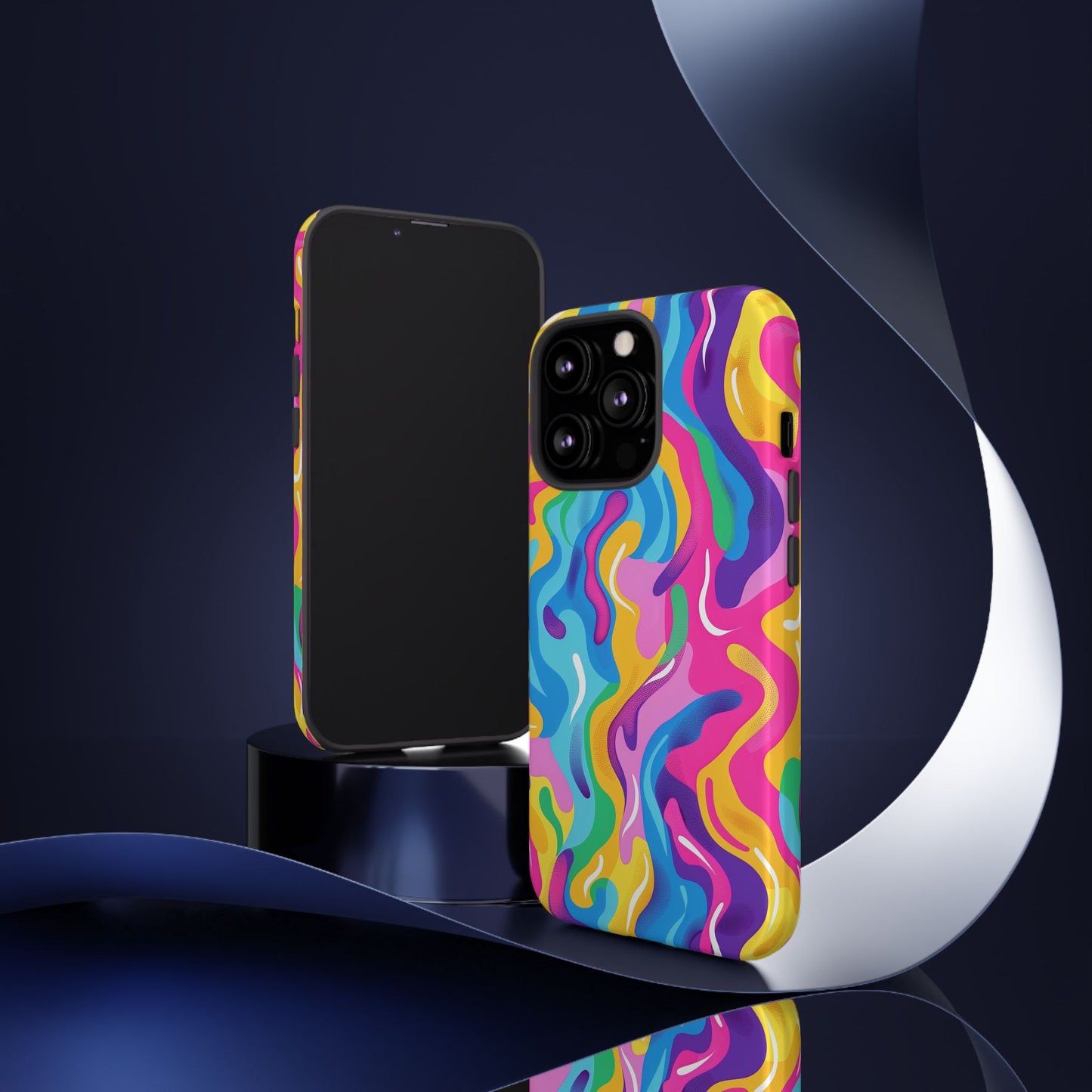 Rainbow Splash Pattern iPhone iPhone 13 14 15 16 Pro Max Plus Case Wireless Charging Compatible Tough Cases Protection, Magnetic Phone Case for iPhone Classic Series