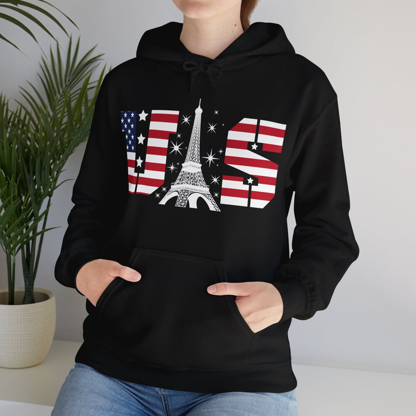 USA Eiffel Tower 2024 Summer Sports Patriotic Supporter Hoodie For Men Women Hoodie