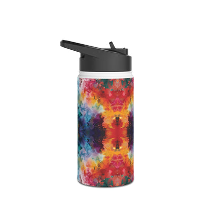 Tie-Dye Dream Vibrant Pattern Stainless Steel Water Bottle with Twist-on Lid and Double-Wall Vacuum Insulation