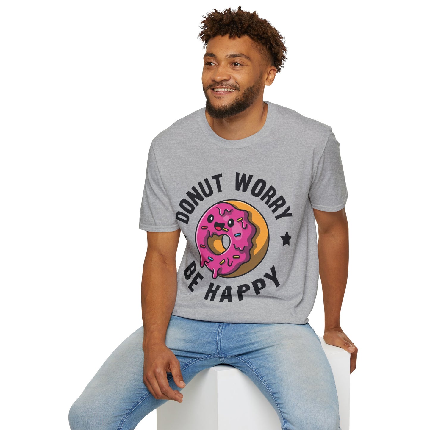 Funny Donut Worry Be Happy Foodie Donut Lovers T-Shirt For Men Women T-Shirt