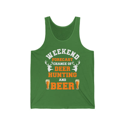 Funny Weekend Forecast Deer Hunting with The Chance of Beer Drinking Tank Tops