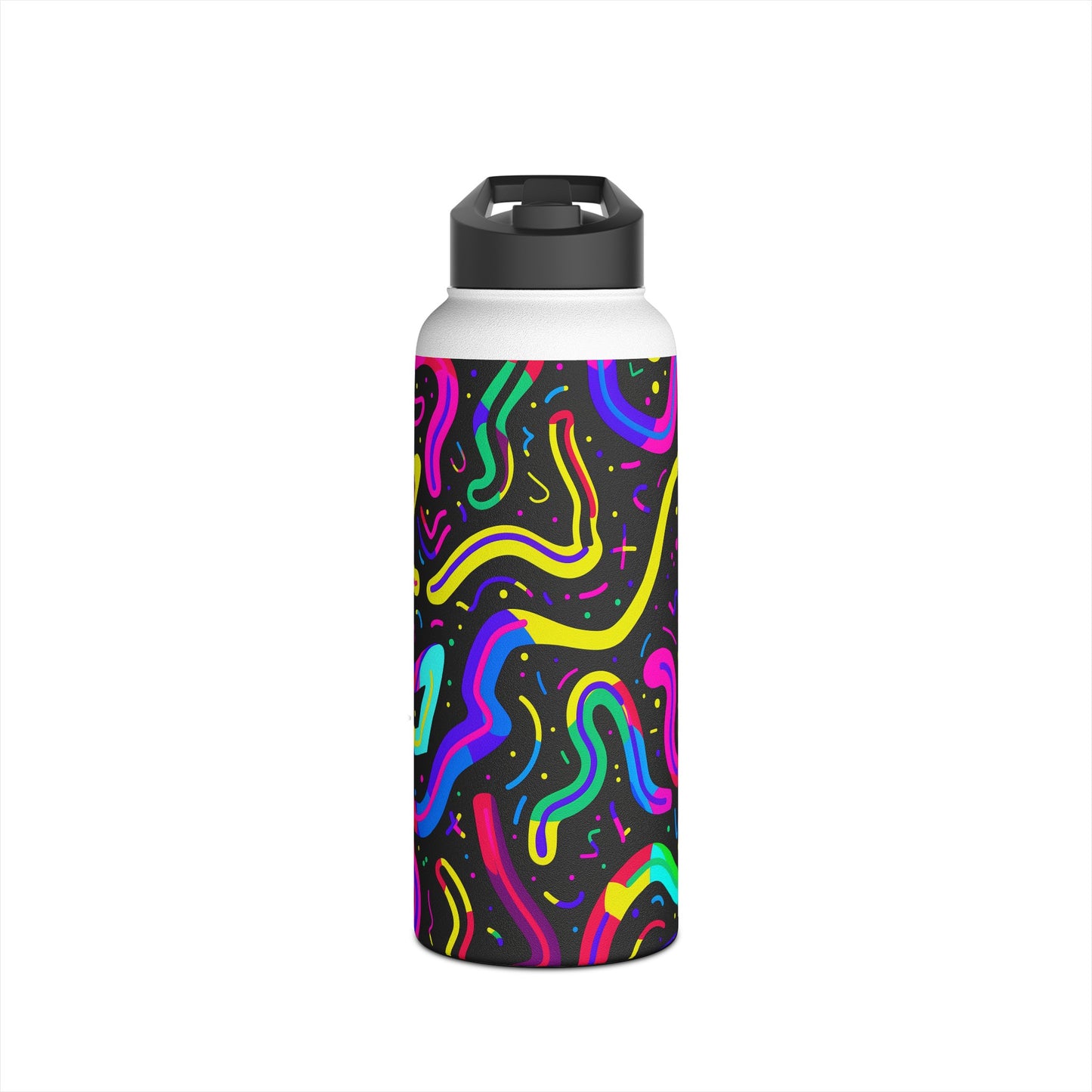 Neon Pattern Stainless Steel Water Bottle with Twist-on Lid and Double-Wall Vacuum Insulation