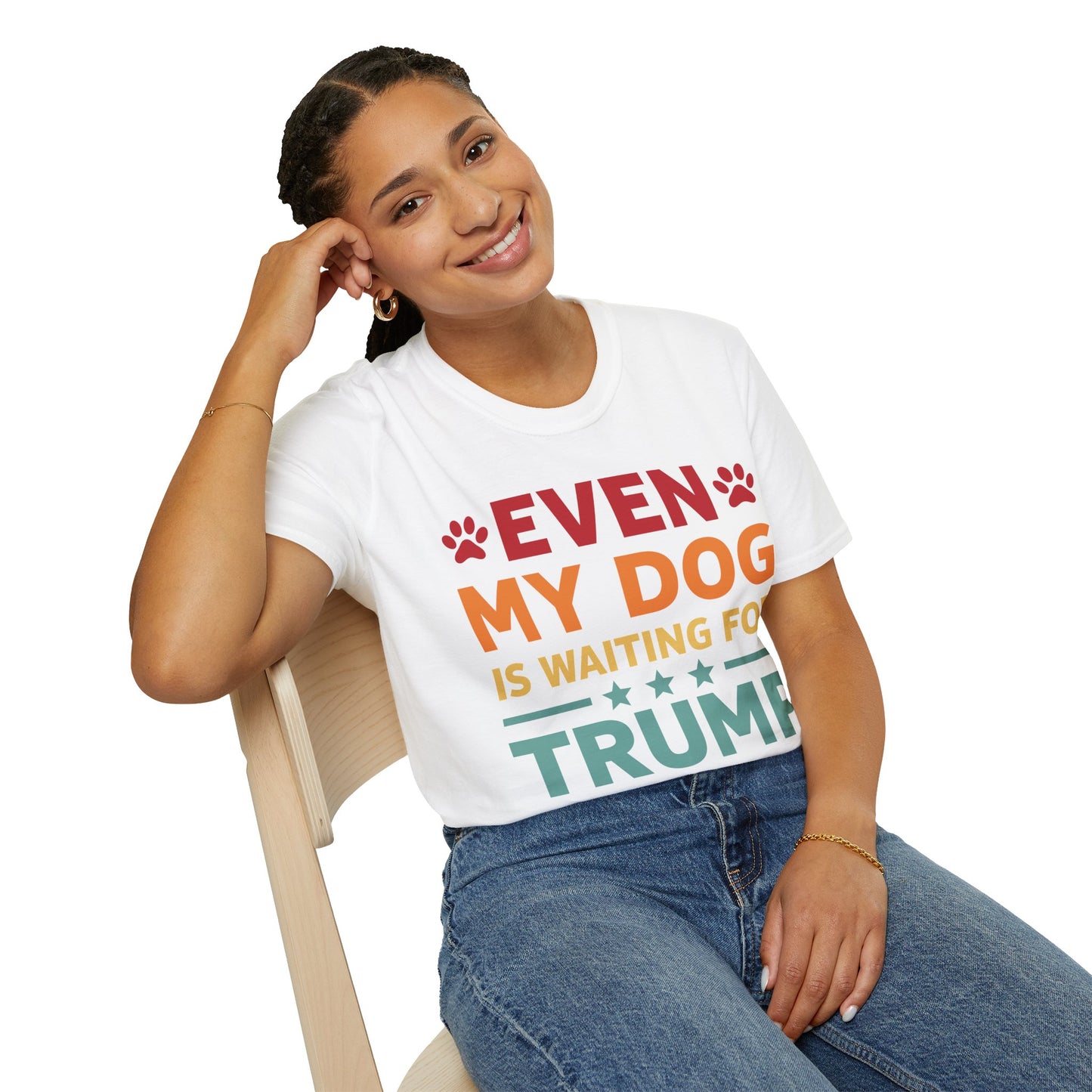 Even My Dog Is Waiting For Trump 2024 Funny President T-Shirt For Men Women