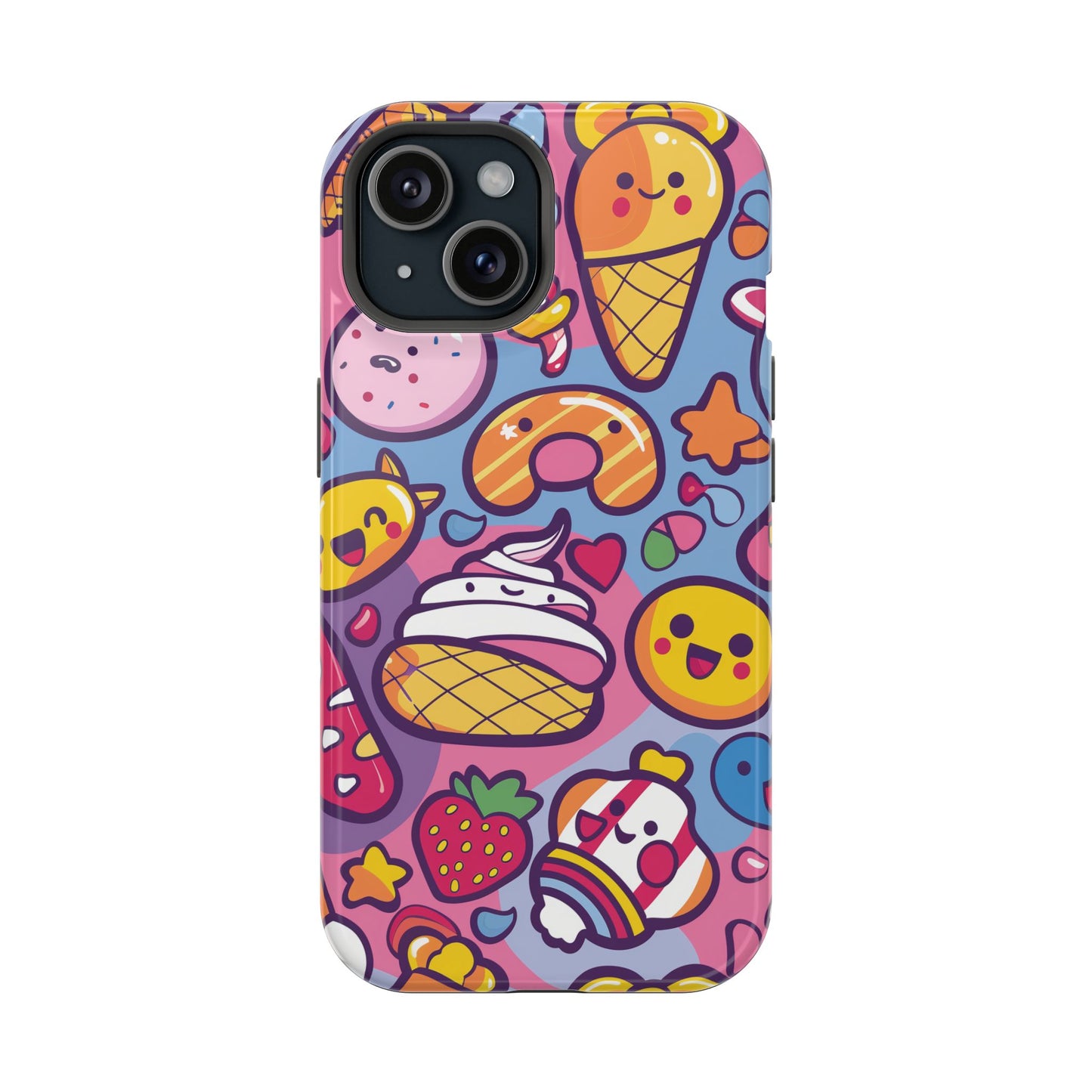 Kawaii Candyland Pattern iPhone 13 14 15 Pro Max Plus Case Compatible with MagSafe Tough Cases Protection, Magnetic Phone Case for iPhone  Classic Series