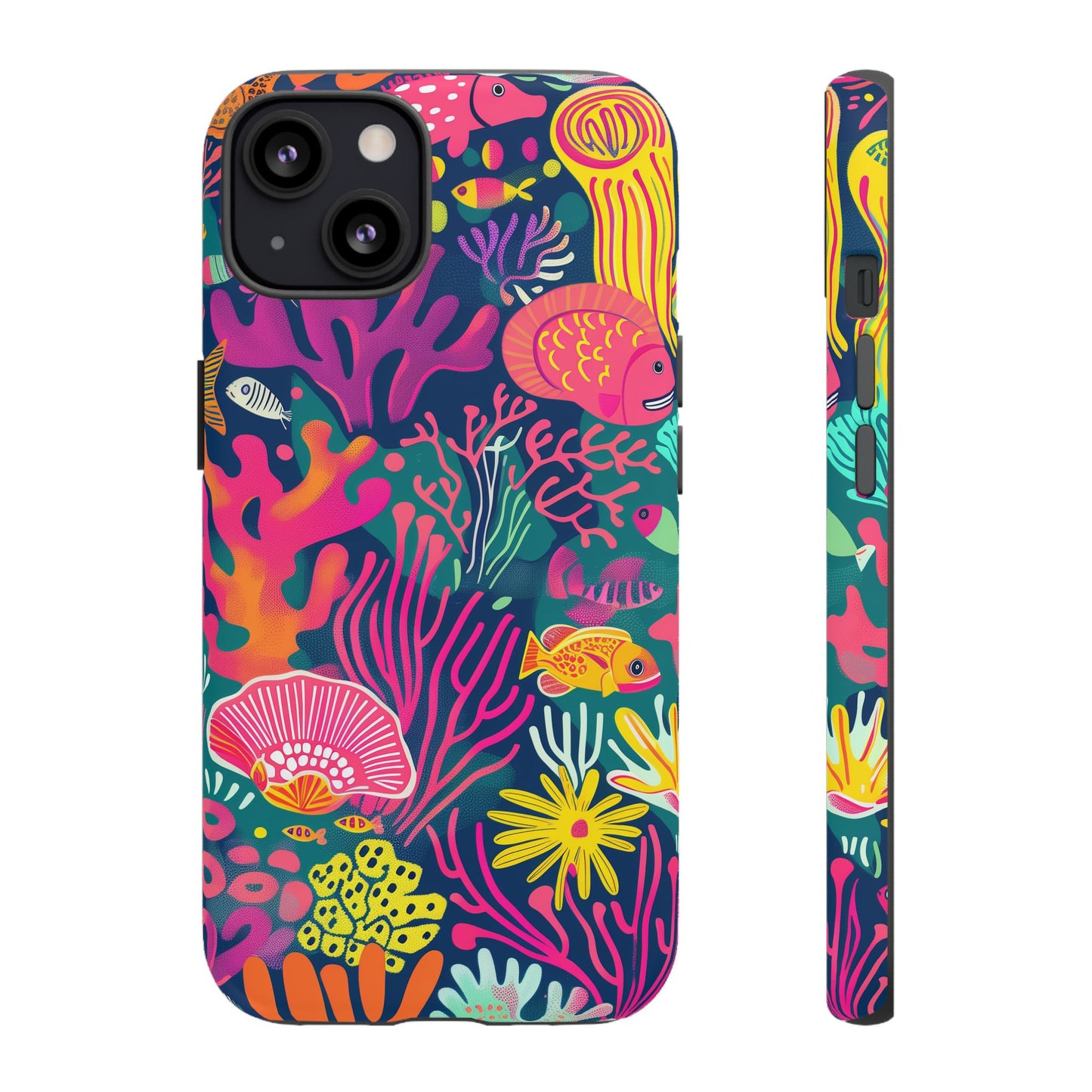 Underwater World Vibrant Pattern iPhone 13 14 15 16 Pro Max Plus Case Wireless Charging Compatible Tough Cases Protection, Magnetic Phone Case for iPhone Classic Series