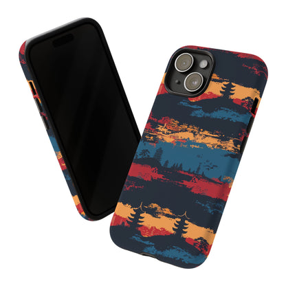 Samurai Sunset Pattern iPhone 13 14 15 16 Pro Max Plus Case Wireless Charging Compatible Tough Cases Protection, Magnetic Phone Case for iPhone Classic Series