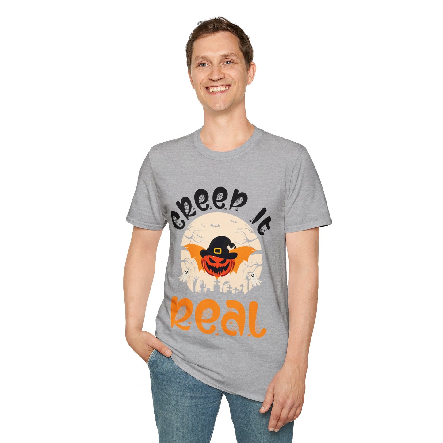 Funny Halloween Creep it Real Vintage Ghost Halloween  T-Shirt Men Women