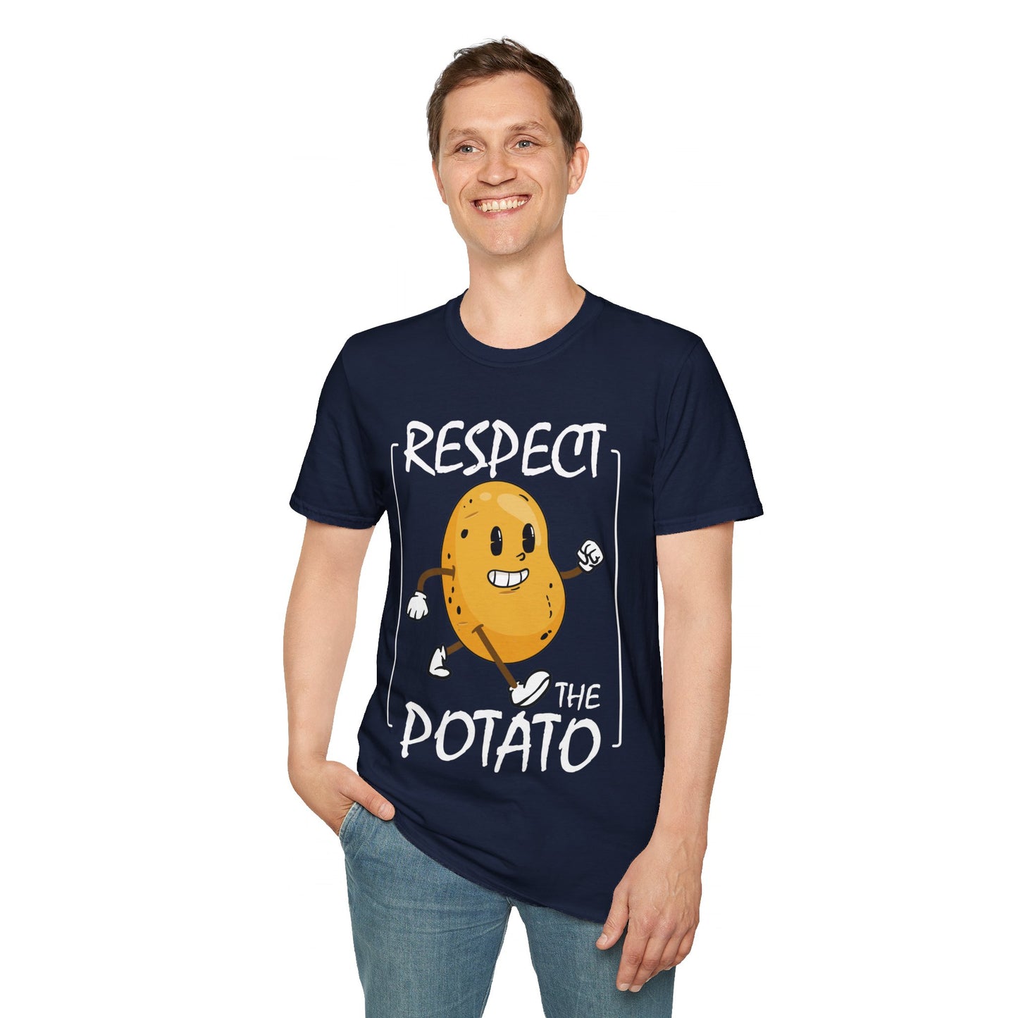 Funny Respect The Potato Gift Men Cute Root Vegetable Lovers Vegan T-Shirt For Men Women T-Shirt