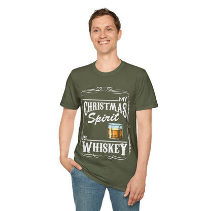 Funny Whiskey Is My Christmas Spirit Xmas Drinking Vintage T-Shirt