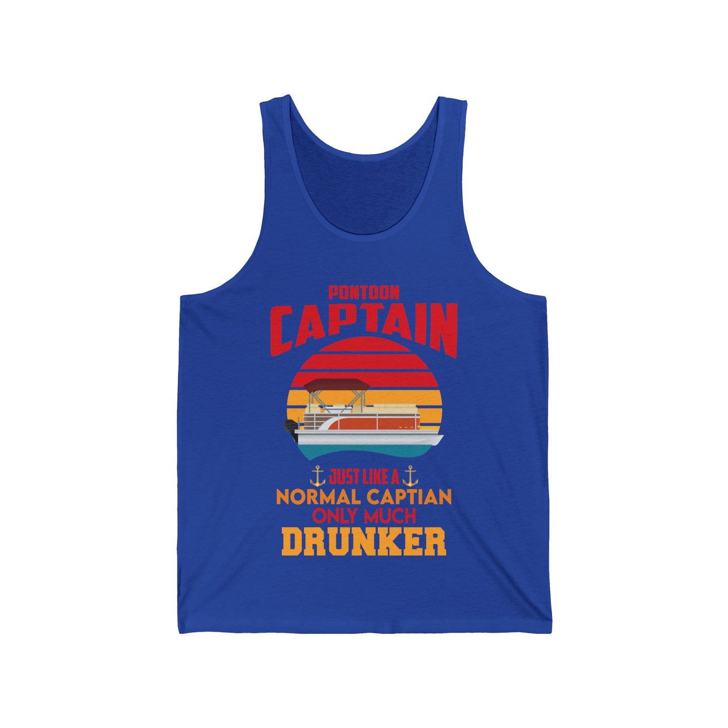 Funny Pontoon Captain Boat Lake Boating Beer Party Gift for Dad Tank Tops For Men Women