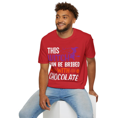 Funny Halloween This Witch Can Be Bribed With Chocolate Lovers Halloween Party T-Shirt Girls Women