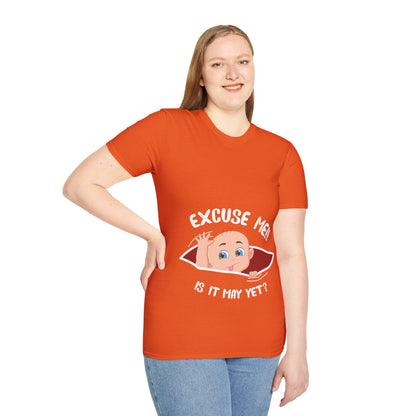 Personalized Month Womens Excuse Me Is It May Yet Cute Baby Girl Funny Pregnancy T-Shirt