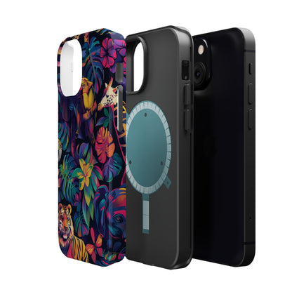 Animal Collage Vibrant Pattern iPhone 13 14 15 Pro Max Plus Case Compatible with MagSafe Tough Cases Protection, Magnetic Phone Case for iPhone  Classic Series