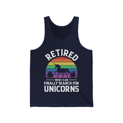 Funny Humor Retired Retirement Unicorn Grandpa Grandma Tank Tops For Men Women