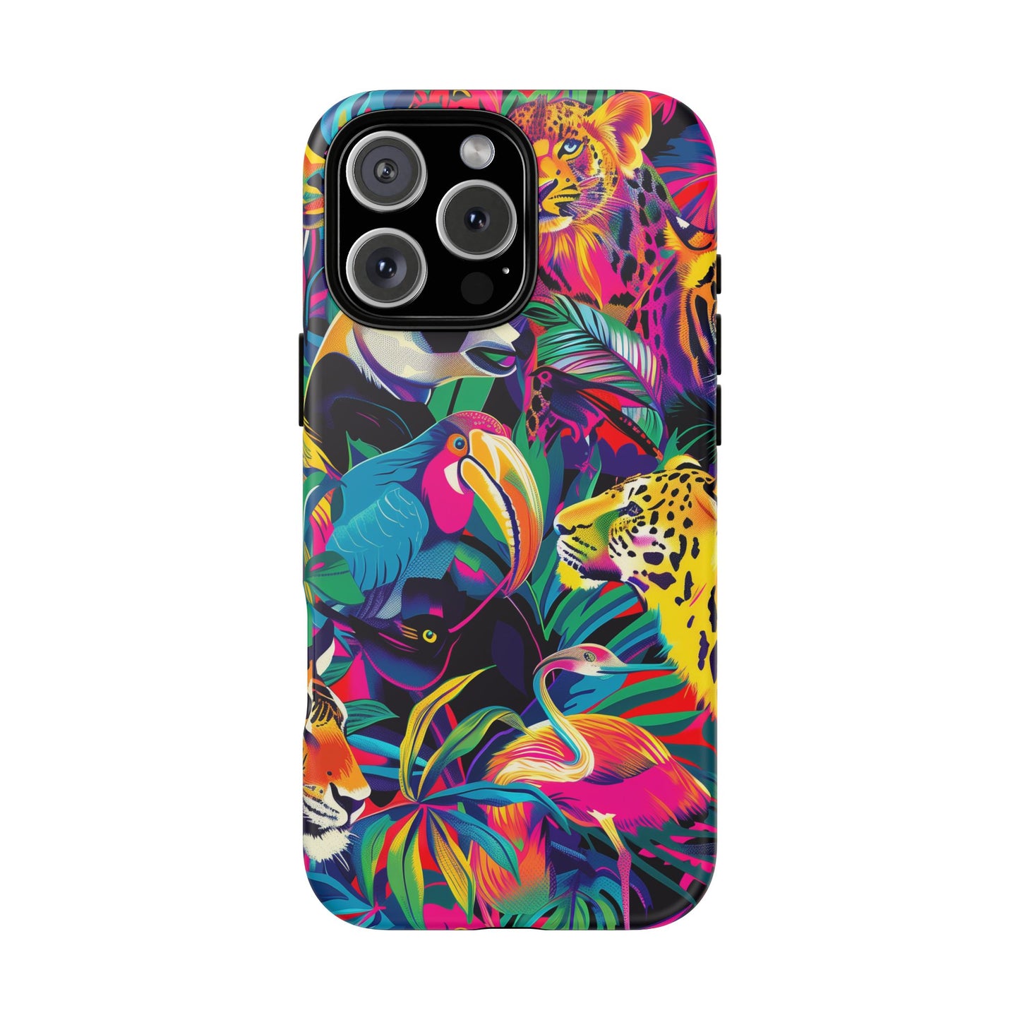 Animal Collage Pattern iPhone 13 14 15 16 Pro Max Plus Case Wireless Charging Compatible Tough Cases Protection, Magnetic Phone Case for iPhone Classic Series
