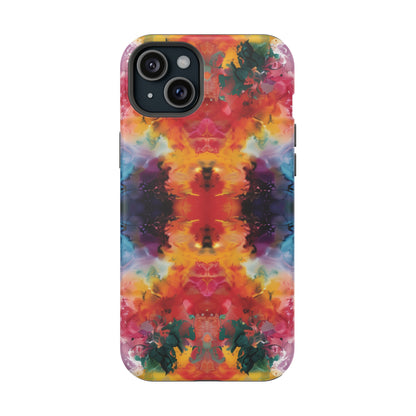 Tie-Dye Dream Vibrant Pattern iPhone 13 14 15 Pro Max Plus Case Compatible with MagSafe Tough Cases Protection, Magnetic Phone Case for iPhone  Classic Series