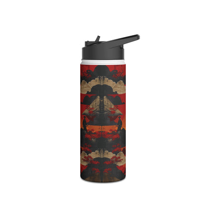Samurai Sunset Vibrant Pattern Stainless Steel Water Bottle with Twist-on Lid and Double-Wall Vacuum Insulation