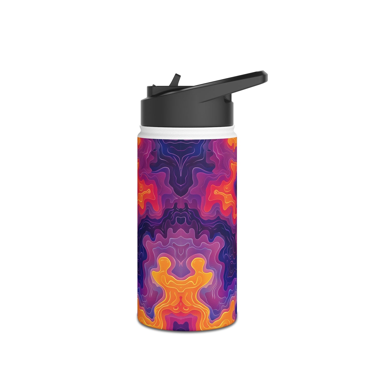 Electric Sunrise Pattern Stainless Steel Water Bottle with Twist-on Lid and Double-Wall Vacuum Insulation