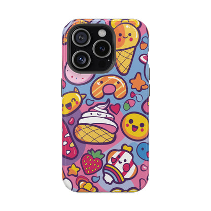 Kawaii Candyland Pattern iPhone 13 14 15 Pro Max Plus Case Compatible with MagSafe Tough Cases Protection, Magnetic Phone Case for iPhone  Classic Series