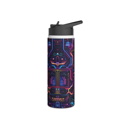 Cyberpunk Neon Vibrant Color Pattern Stainless Steel Water Bottle with Twist-on Lid and Double-Wall Vacuum Insulation