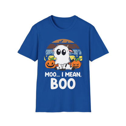 Funny Moo I Mean Boo Halloween Ghost Cow Pumpkin  T-Shirt Men Women