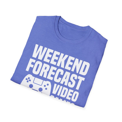 Funny Weekend Forecast Video Games and Pizza Gamer Gaming T-Shirt Men Women