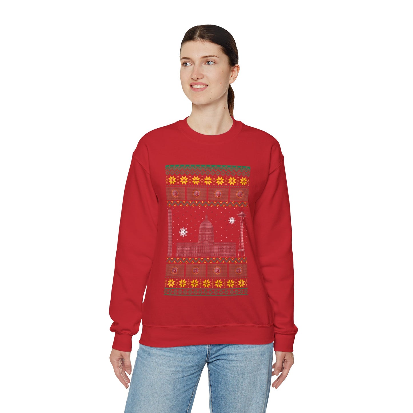 I Love Washington Christmas Santa, Reindeer Funny Ugly Christmas Jumper Sweatshirt