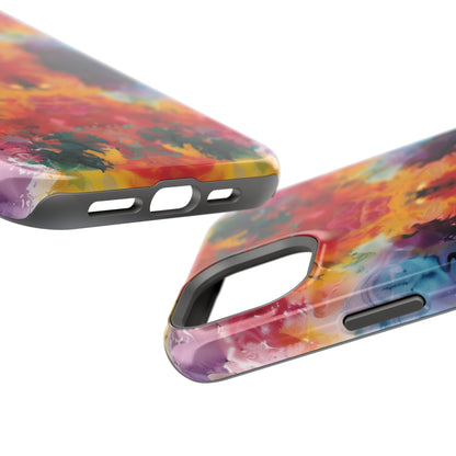 Tie-Dye Dream Vibrant Pattern iPhone 13 14 15 Pro Max Plus Case Compatible with MagSafe Tough Cases Protection, Magnetic Phone Case for iPhone  Classic Series