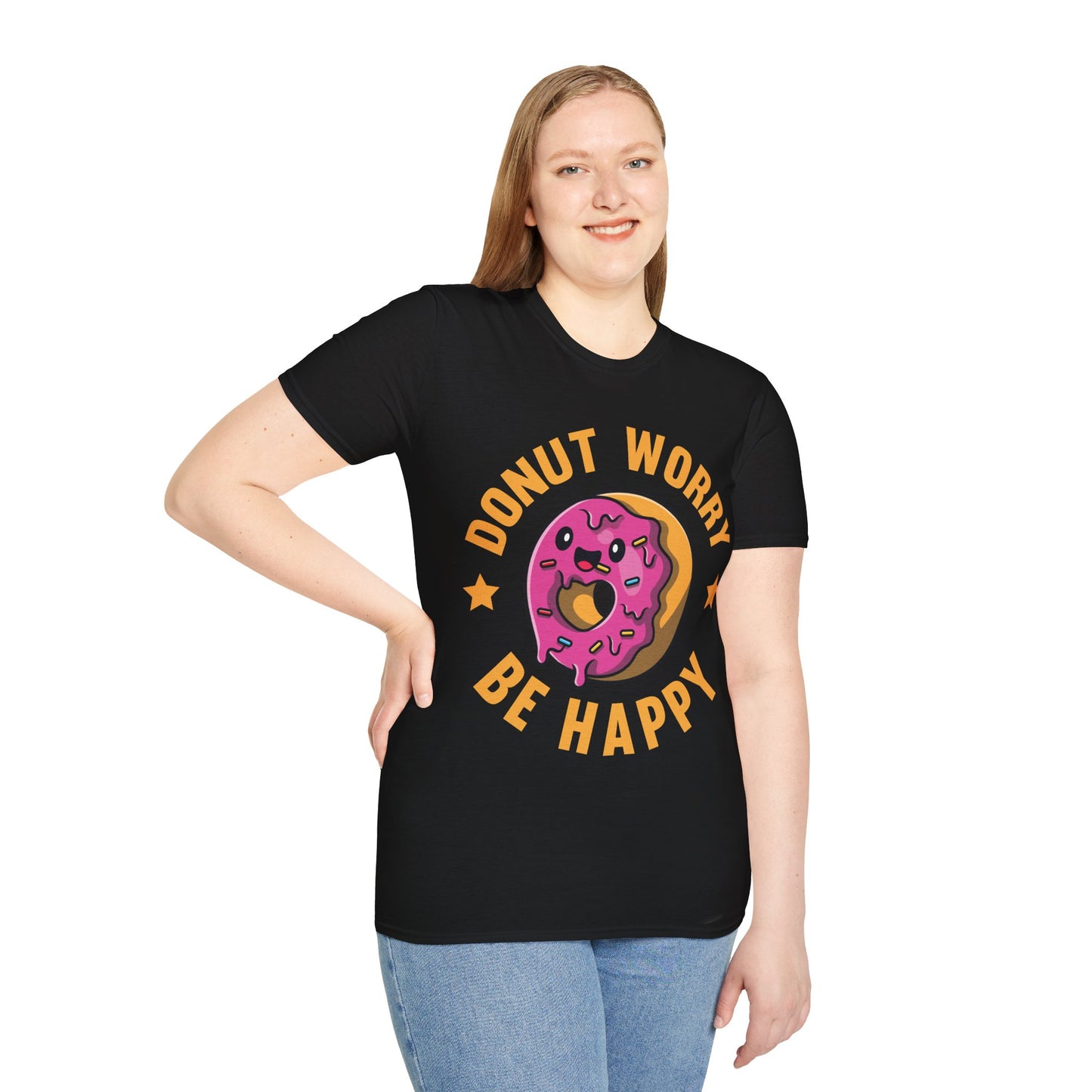 Funny Donut Worry Be Happy Foodie Donut Lovers T-Shirt For Men Women T-Shirt