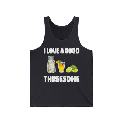 Funny Salt Lime Tequila Threesome Bartender Bar Drink Adult Humour Tank Top