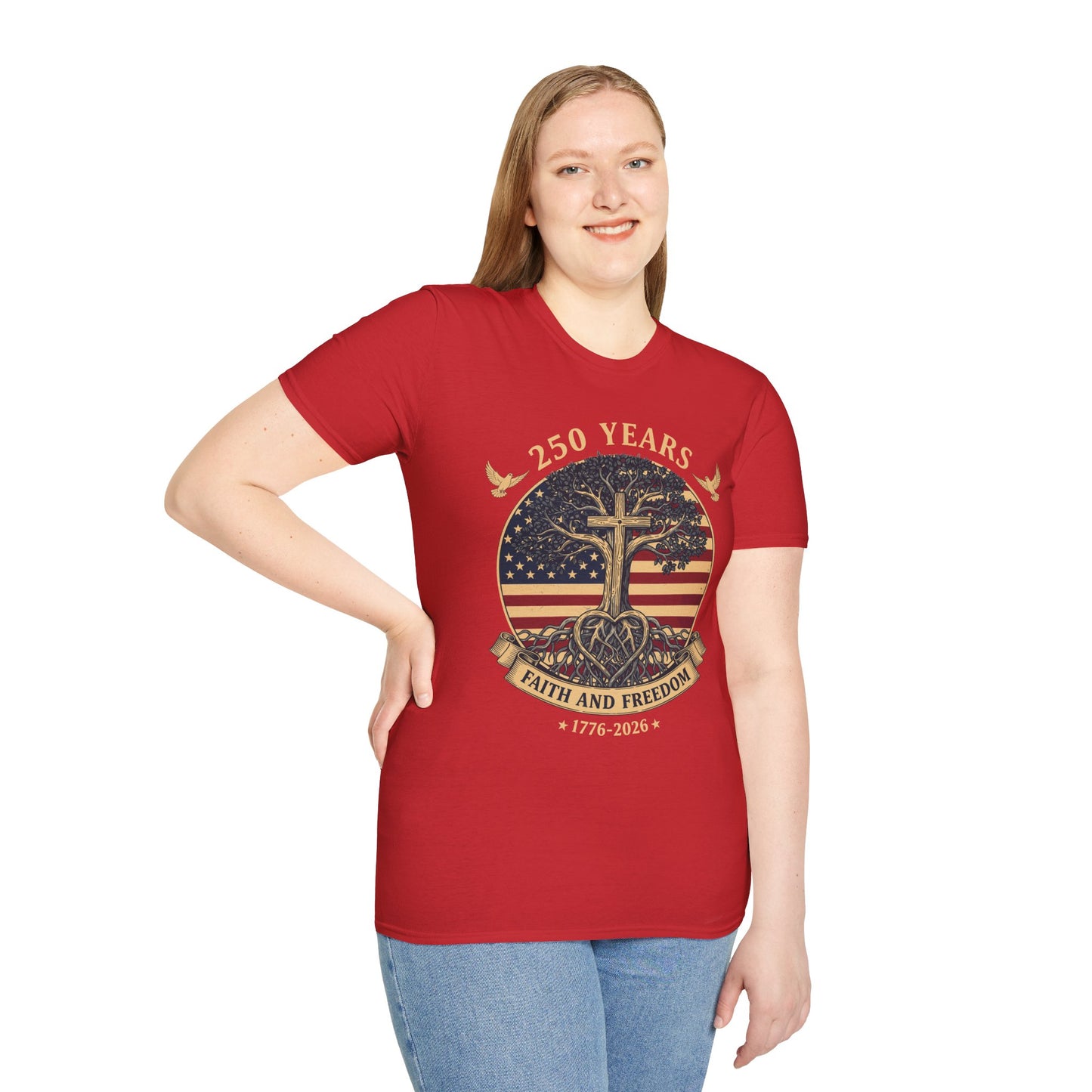 250 Years Faith and Freedom Christian USA 250th Anniversary T-Shirt