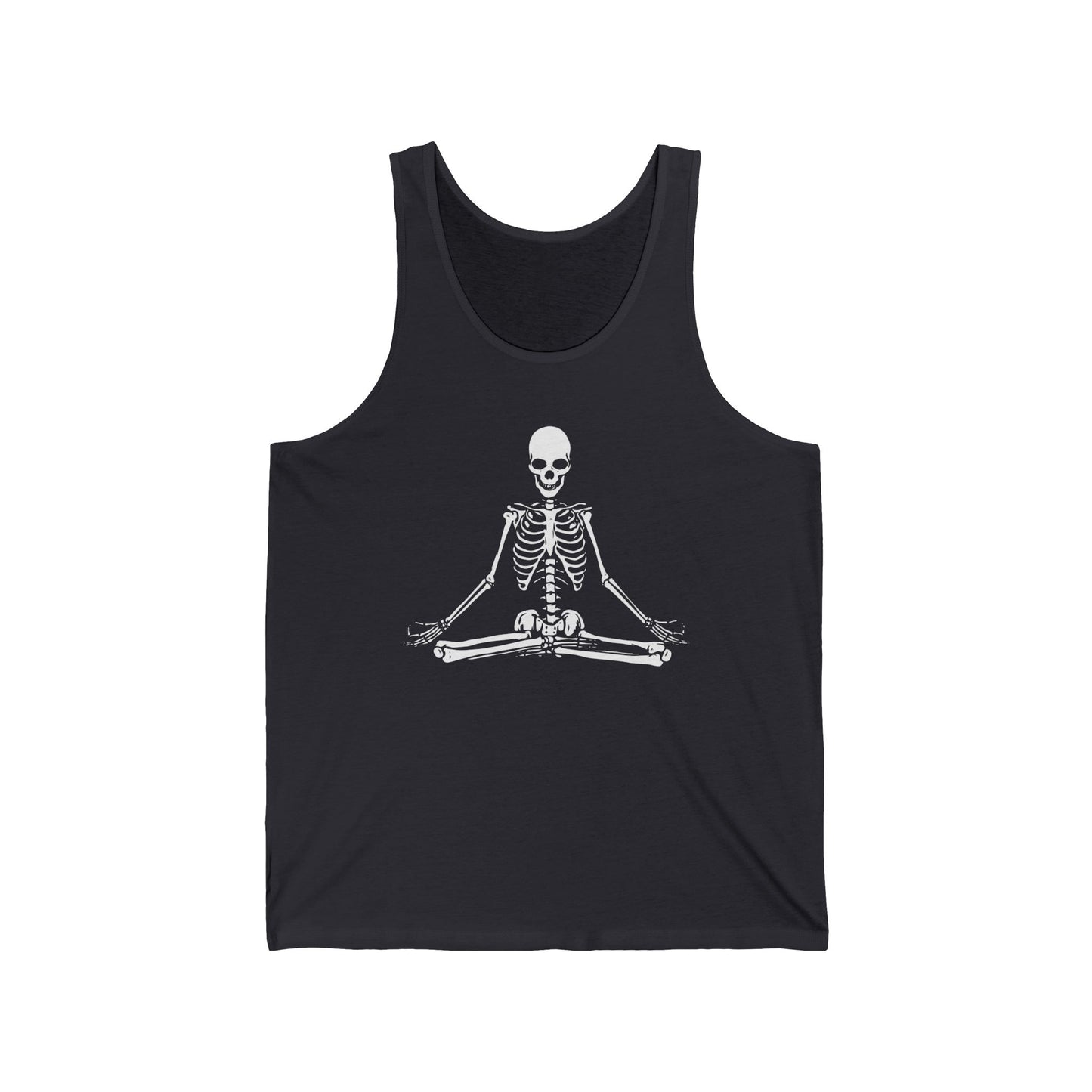 Meditating Skeleton Funny Freaky Yoga Zen Balance Halloween Costume Top for Men Women Tank top