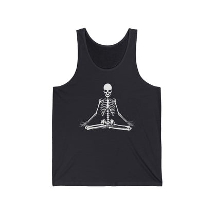 Meditating Skeleton Funny Freaky Yoga Zen Balance Halloween Costume Top for Men Women Tank top