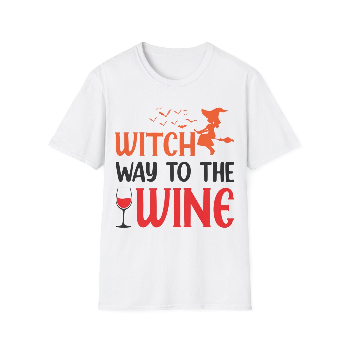 Women's Witch Way To The Wine Funny Wine Drinking Halloween Party T-Shirt